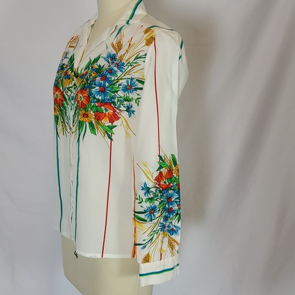 Vtg Floral print blouse, S, AS IS - Picture 3 of 8